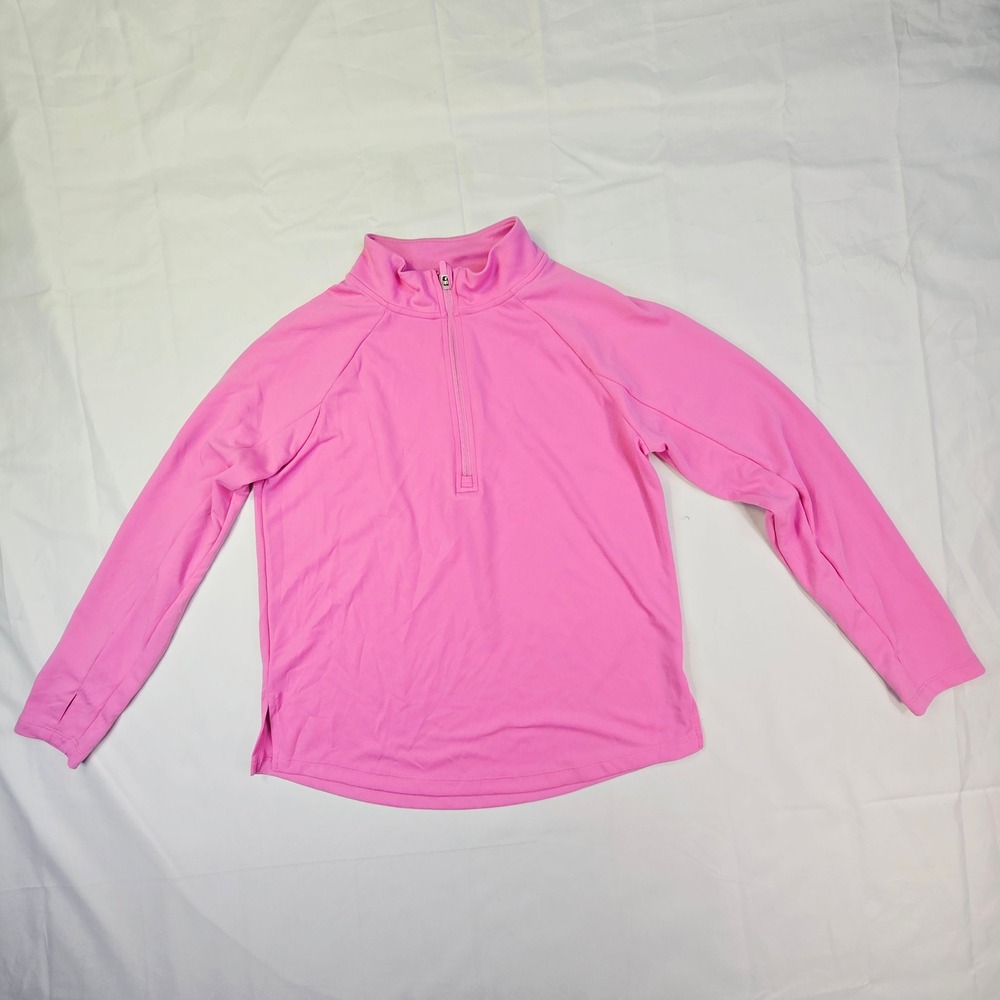 Athletic Works 1/4 Zip Pullover Girls XL 14-16 Pink Long Sleeve Thumbhole Top
